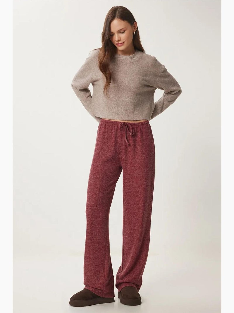 Pantalon jogger jambe large avec fermeture à cordon istanbul Rouge bordeaux - Kiabi