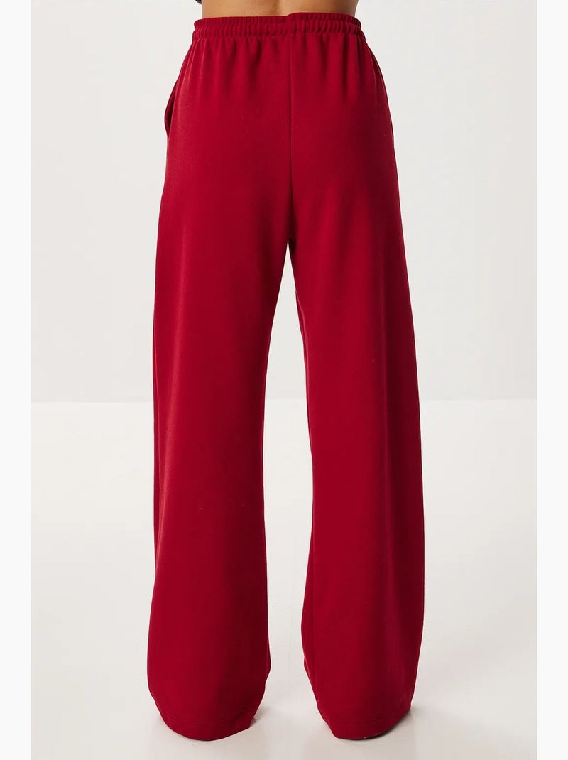 Pantalon jogger jambe large avec fermeture à cordon istanbul Rouge grenat - Kiabi