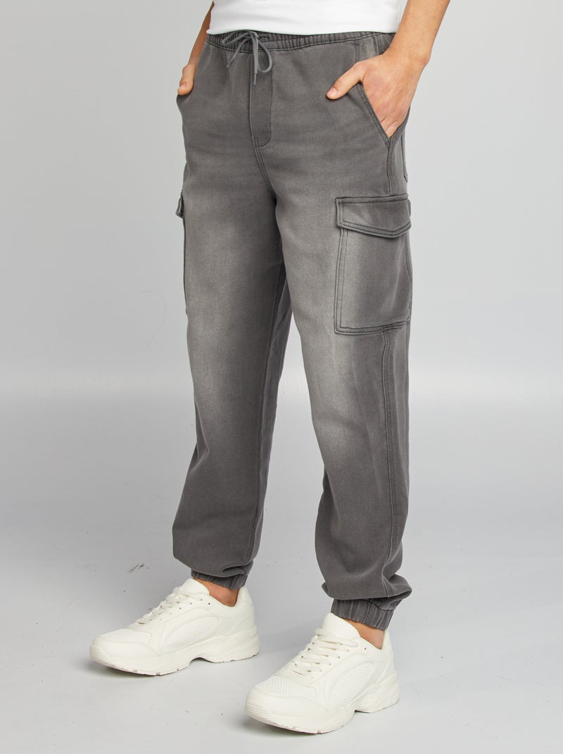 Pantalon jogger multipoches Gris - Kiabi