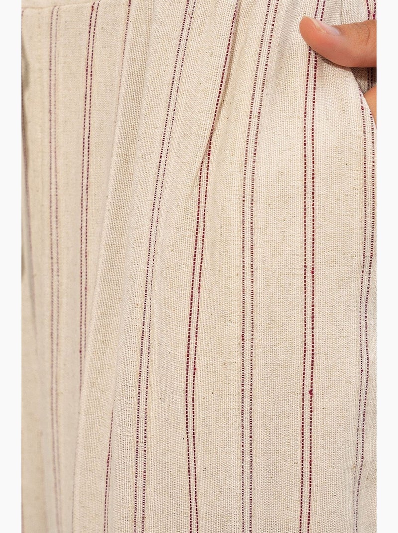Pantalon jogger rayé en mélange de lin bdart Beige clair - Kiabi