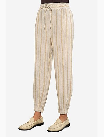 Pantalon jogger rayé en mélange de lin bdart
