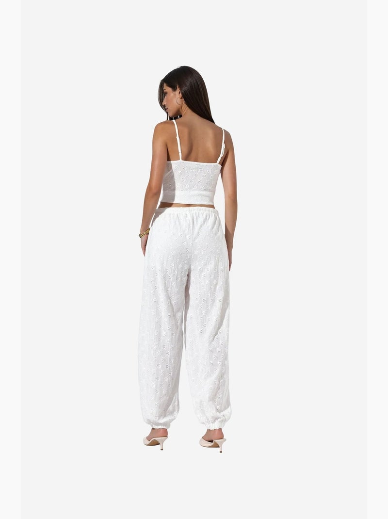 Pantalon jogger tissé texturé busem Blanc cassé - Kiabi
