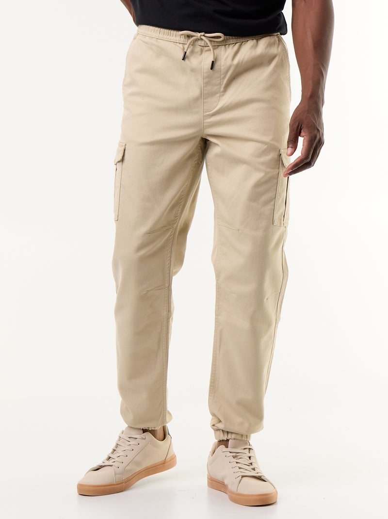 Pantalon joggerpant multipoches Beige - Kiabi
