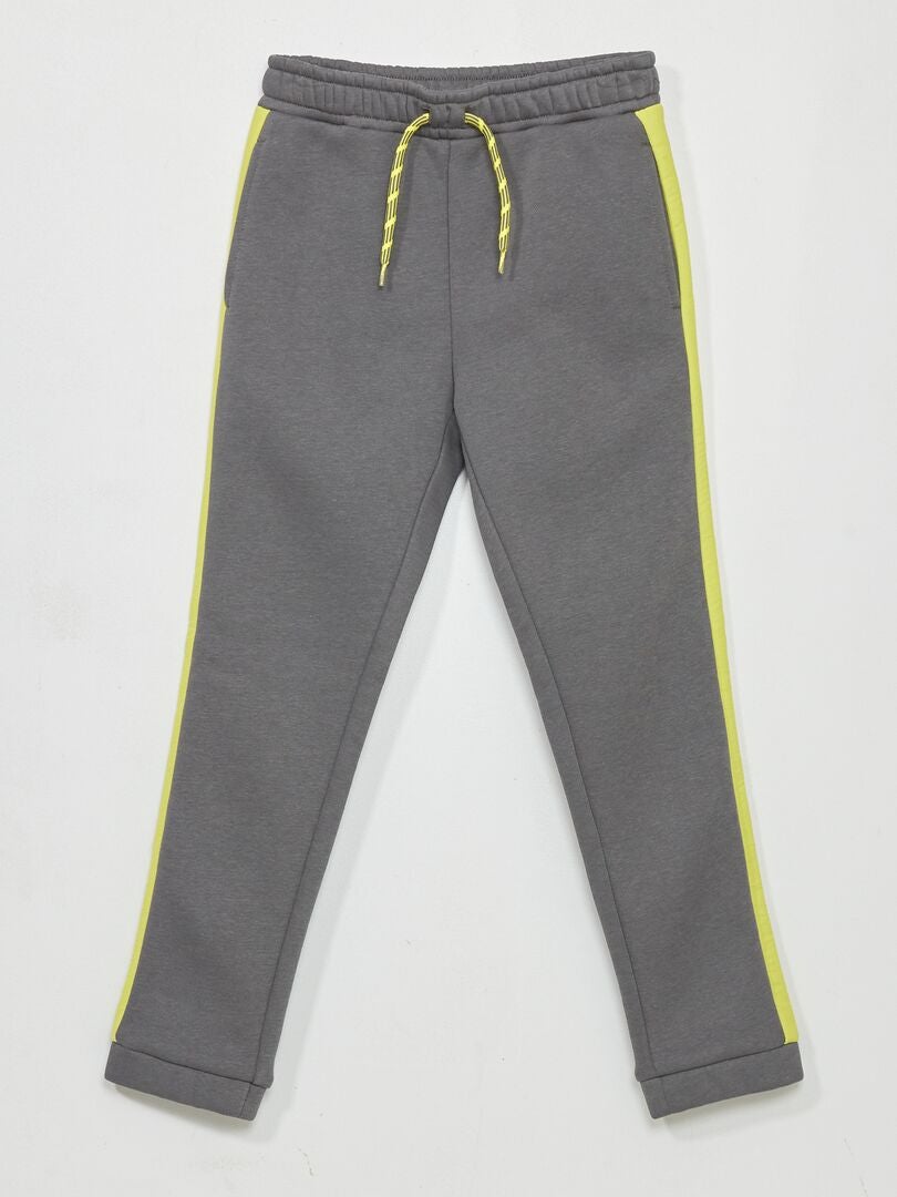 Pantalon jogging avec bandes contrastantes Gris/vert - Kiabi