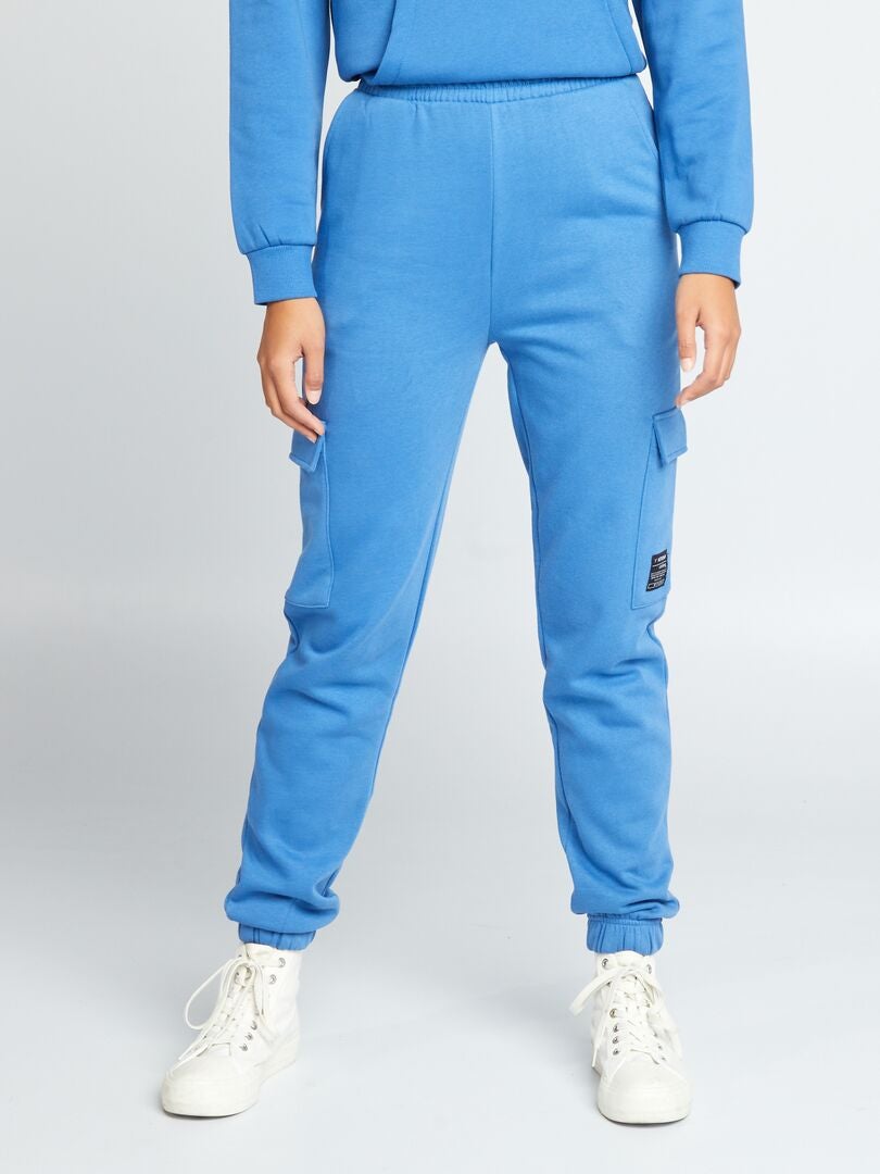 Pantalon jogging fille avec bandes côtés - bleu foncé, Fille
