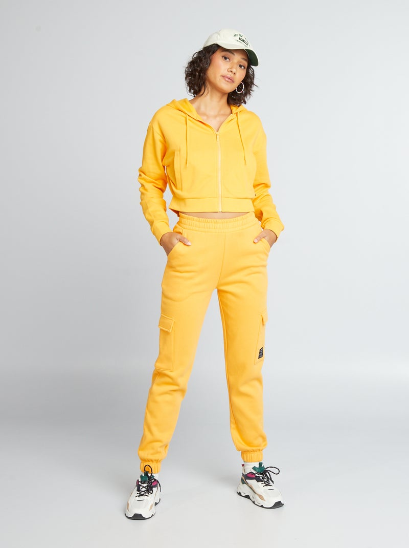 Pantalon jogging avec poches à revers Jaune Orangé - Kiabi