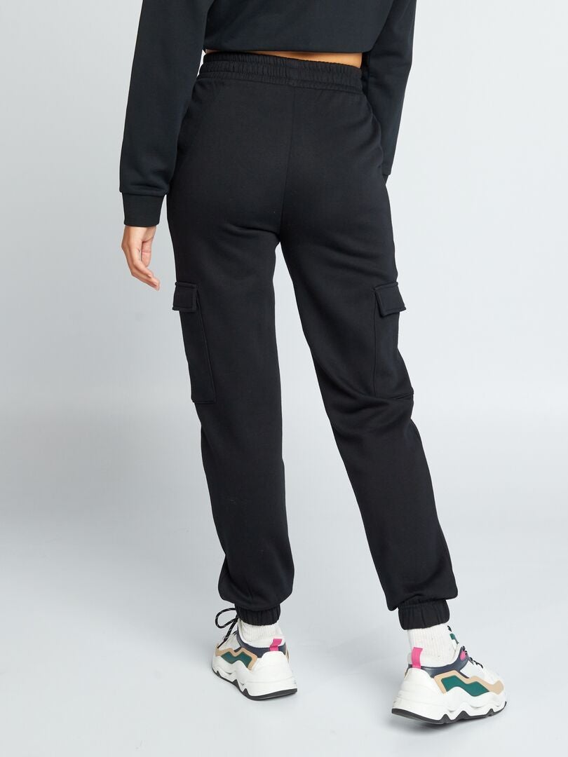 Pantalon jogging avec poches à revers Noir - Kiabi