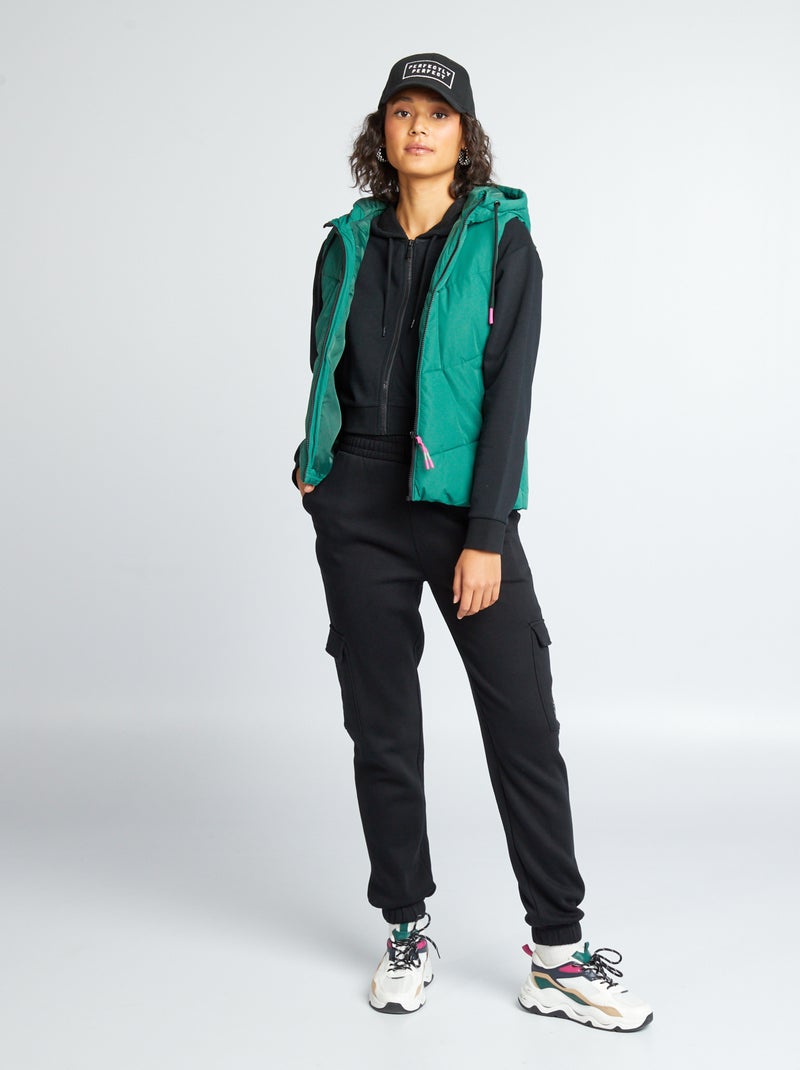 Pantalon jogging avec poches à revers Noir - Kiabi