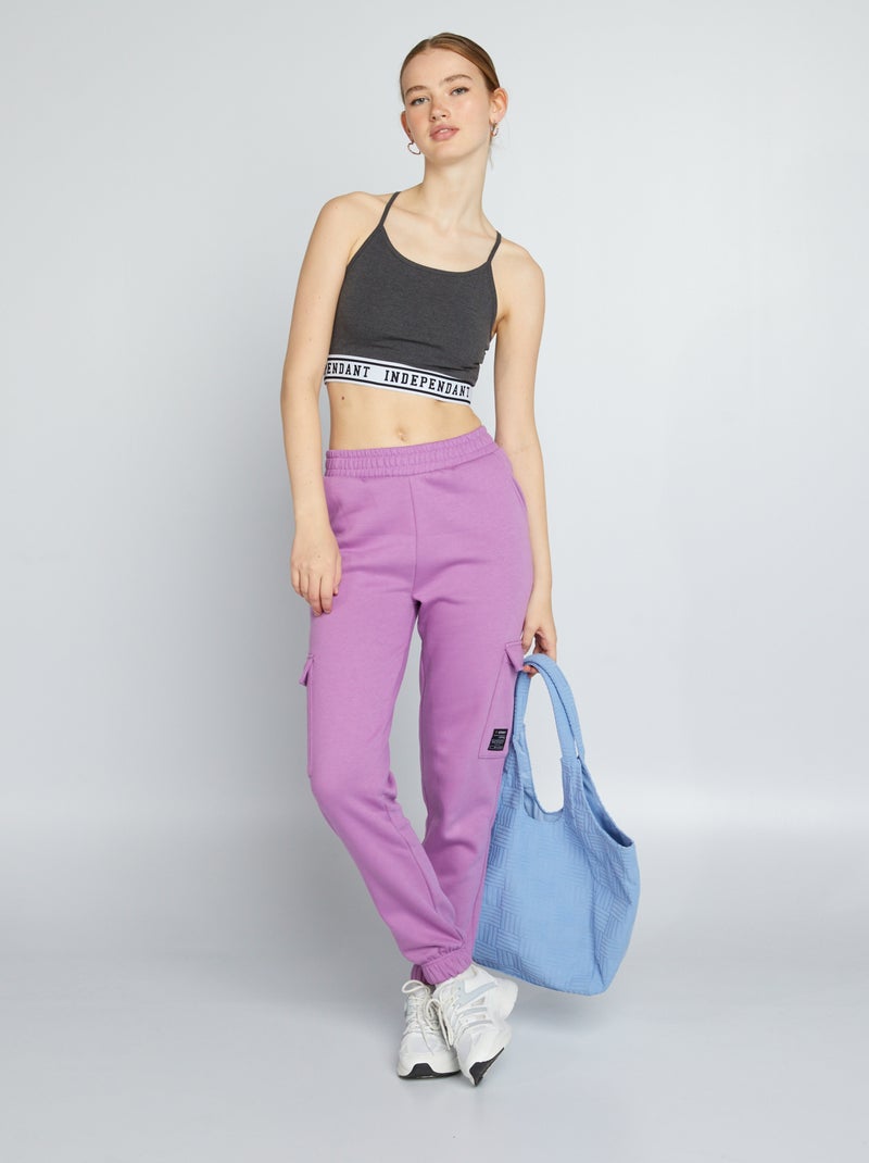 Pantalon jogging avec poches à revers Violet - Kiabi
