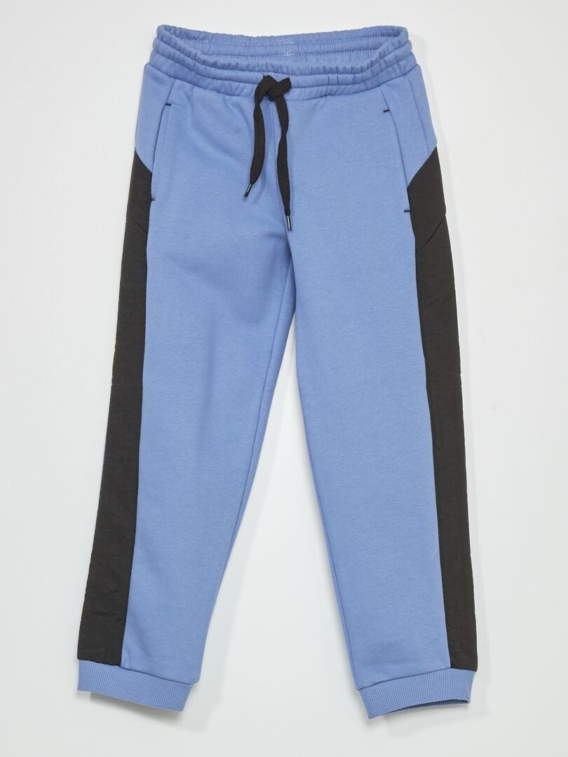 Pantalon jogging bi-matière Bleu/noir - Kiabi