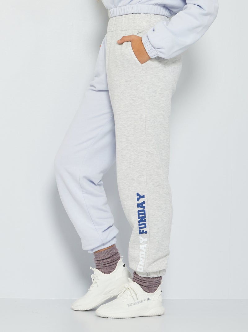 Pantalon jogging bicolore grils/parme - Kiabi