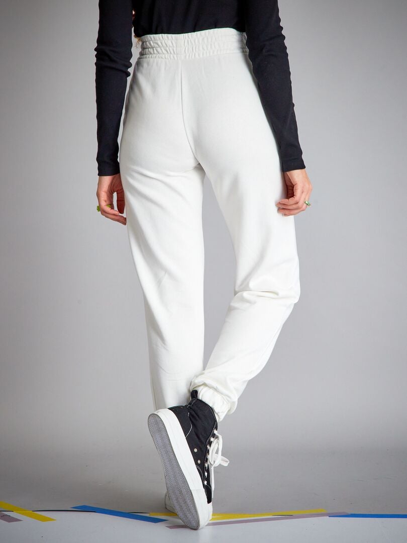 Pantalon jogging chiné avec inscription Blanc - Kiabi