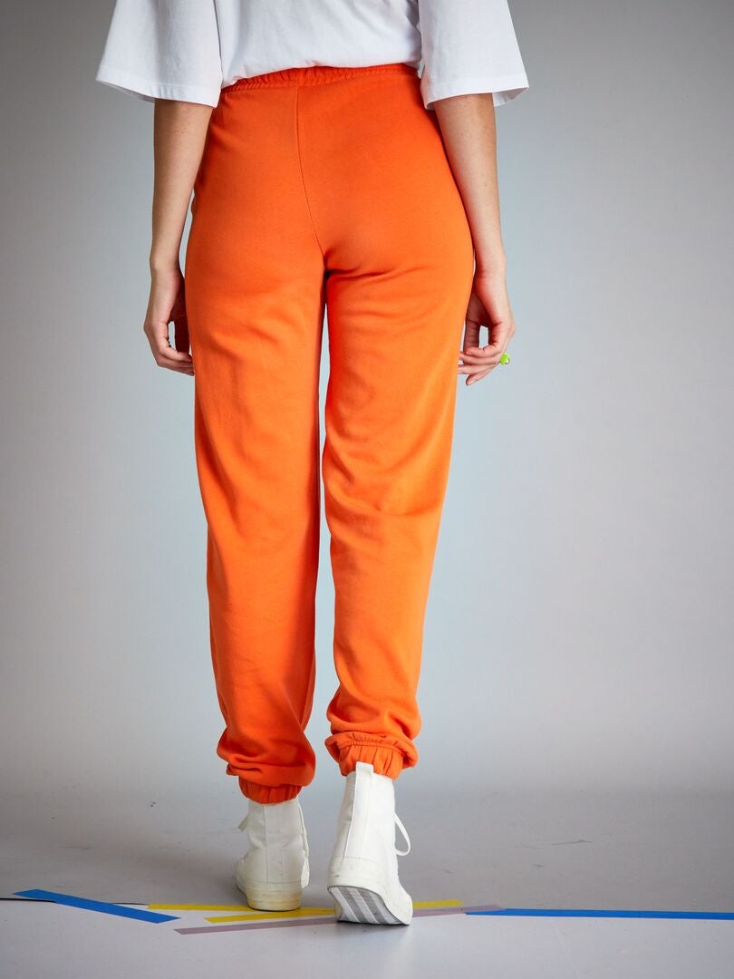 Pantalon jogging chiné avec inscription Orange - Kiabi