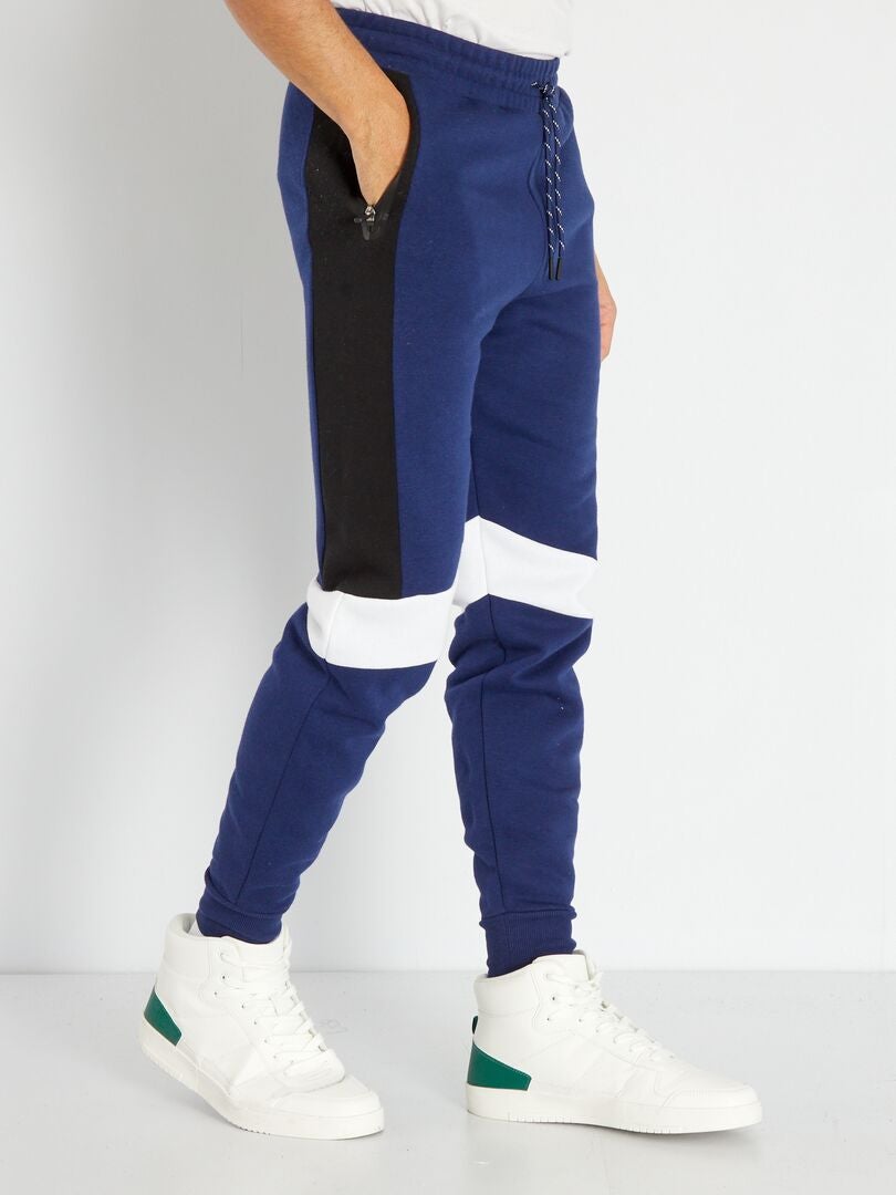 Pantalon jogging color-block Bleu - Kiabi