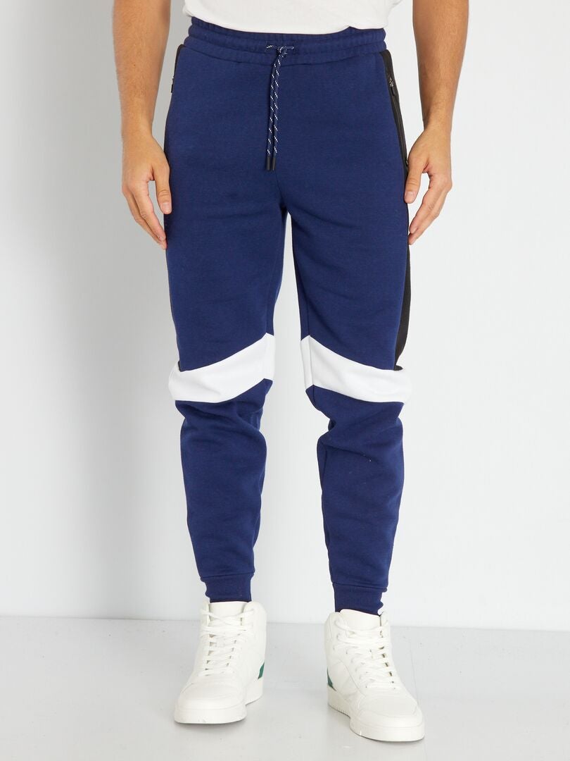 Pantalon jogging color-block Bleu - Kiabi