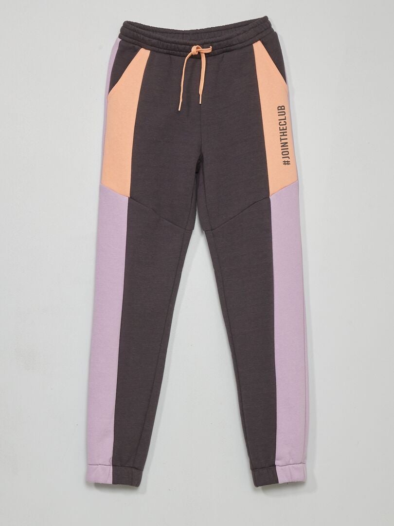 Pantalon jogging colorblock Gris/violet/rose - Kiabi