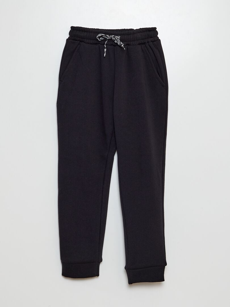 Pantalon jogging doublé velours noir - Kiabi