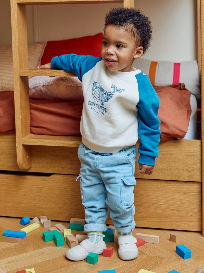 Pantalon jogging en denim avec poches Bleu - Kiabi