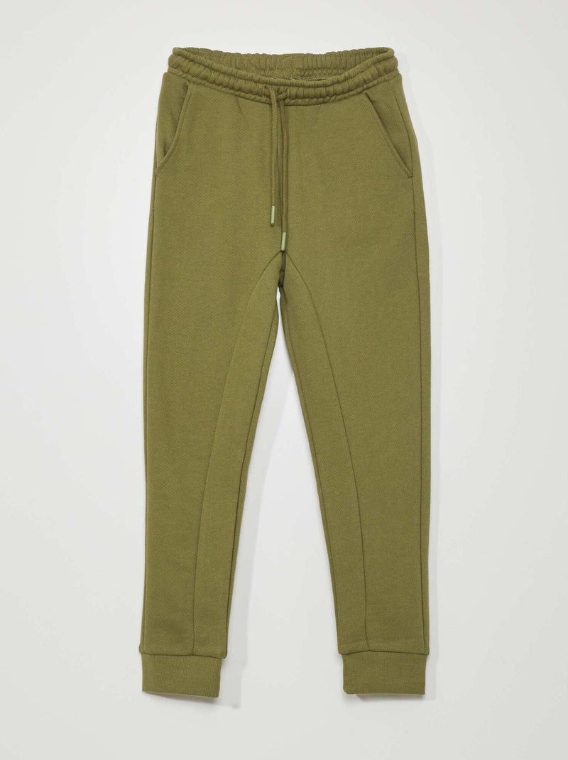Pantalon jogging en french terry avec coutures Kaki - Kiabi