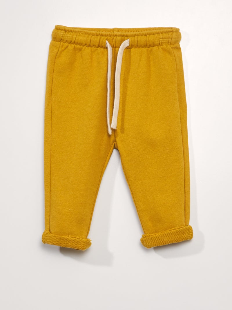 Pantalon jogging en french terry Jaune moutarde - Kiabi