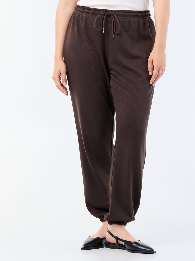 Pantalon jogging en french terry Marron - Kiabi