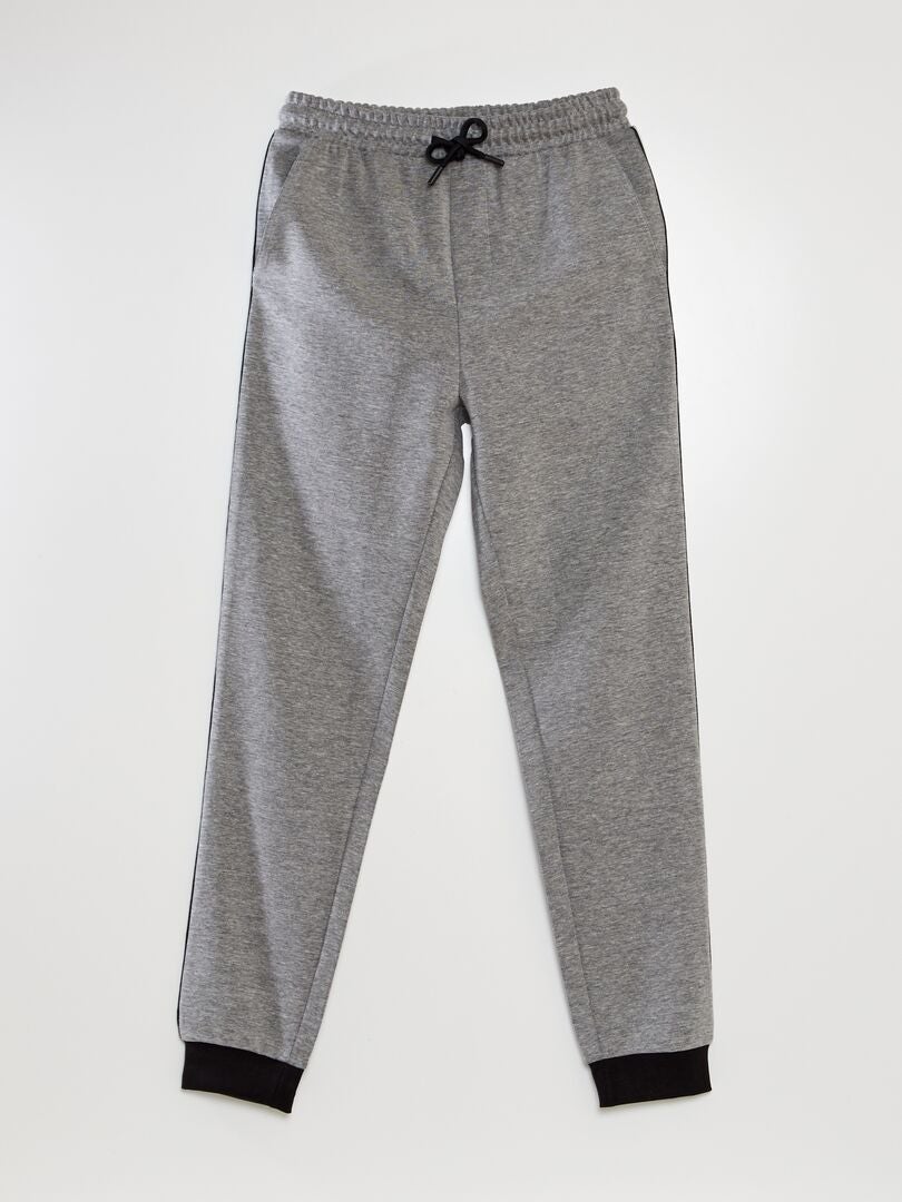 Pantalon jogging en interlock avec biais contrasté Gris - Kiabi