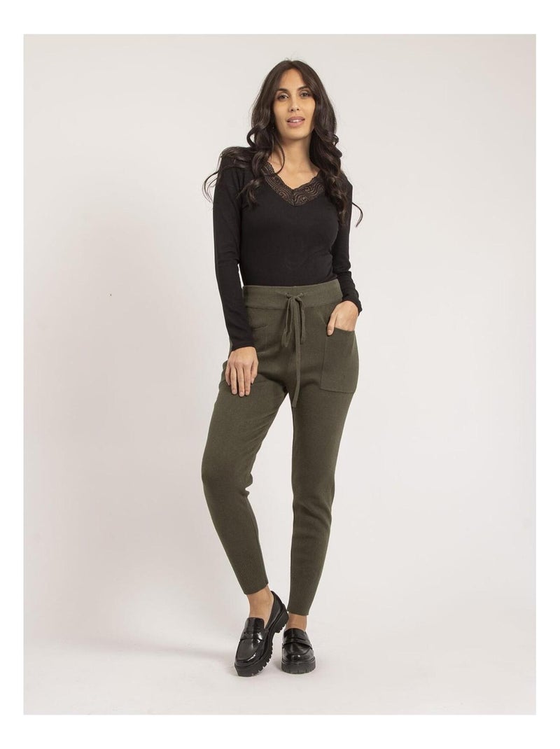 Pantalon jogging en maille ELSA Kaki - Kiabi