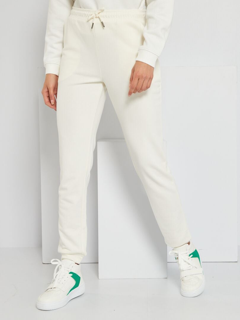 Sans Marque Pantalon - Jogging - Femme - Coton - Moletonné - Avec Poches -  Blanc à prix pas cher