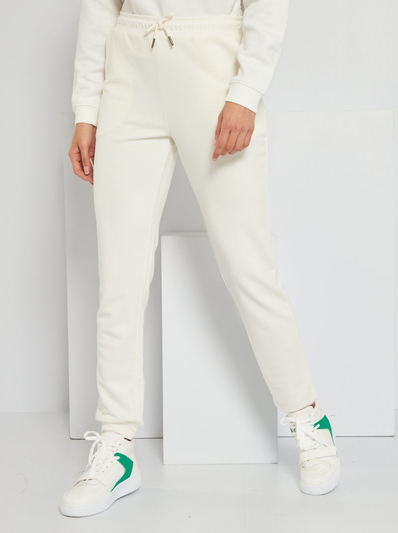 Pantalon jogging en molleton blanc - Kiabi