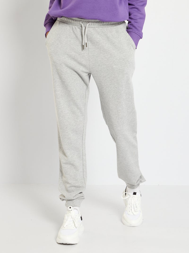 Pantalon jogging en molleton gris - Kiabi
