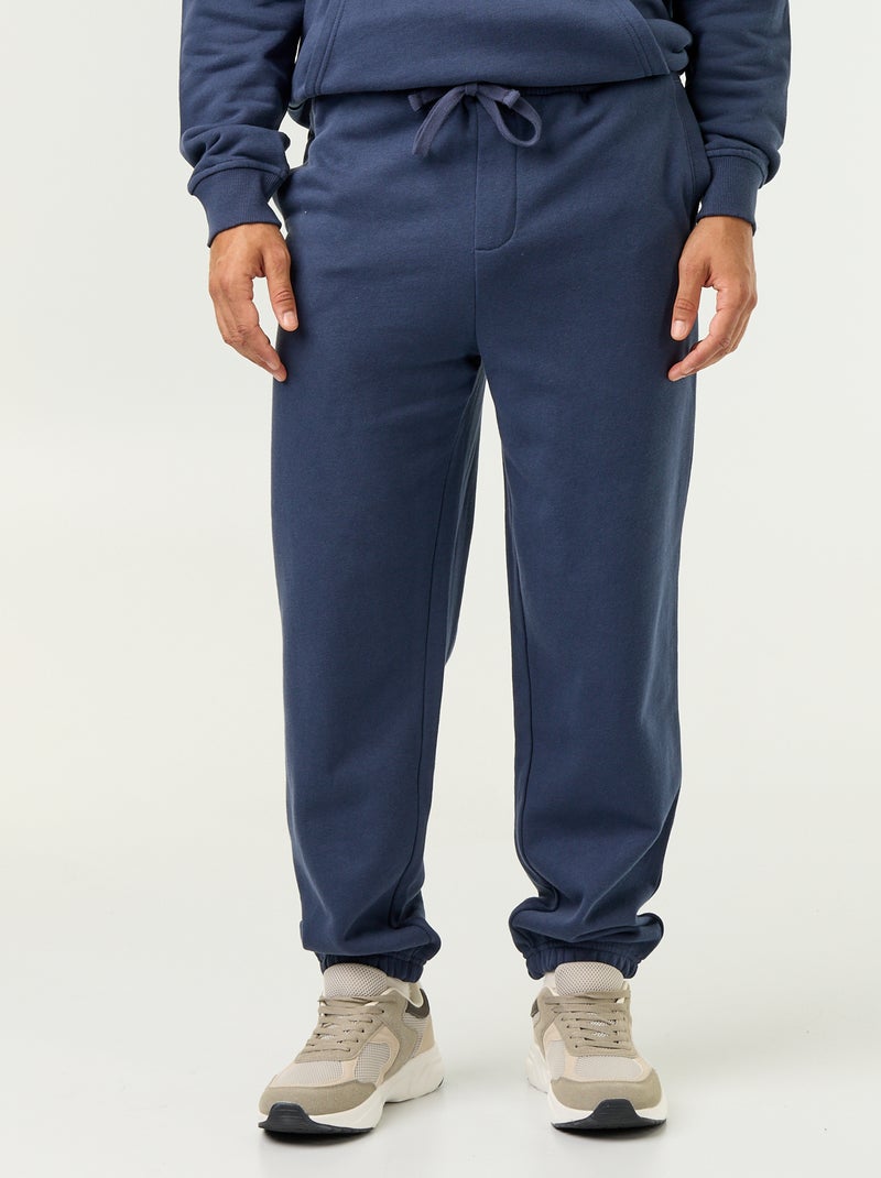 Pantalon jogging en molleton uni Bleu - Kiabi
