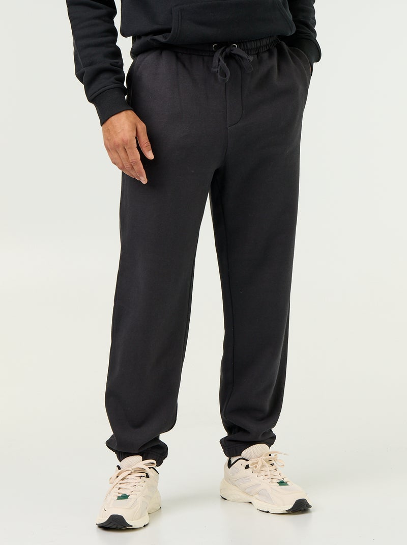Pantalon jogging en molleton uni Noir - Kiabi