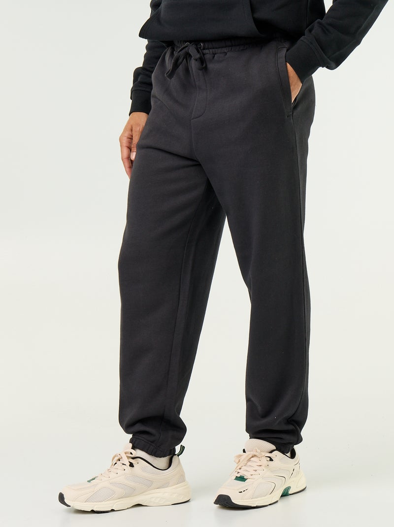 Pantalon jogging en molleton uni Noir - Kiabi