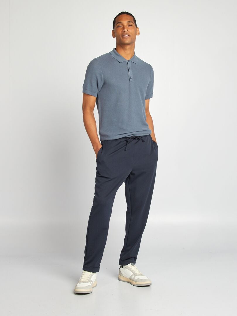 Pantalon jogging en nid d'abeille Bleu marine - Kiabi