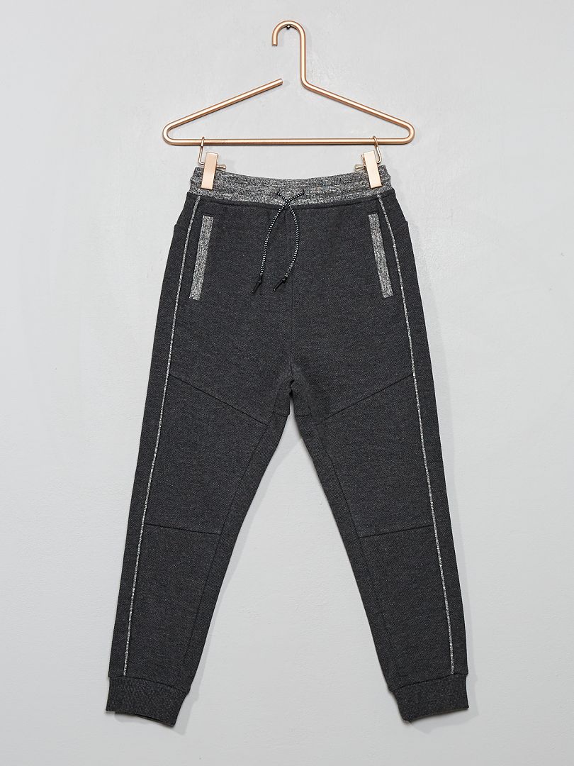 Pantalon jogging en piqué de coton gris foncé - Kiabi