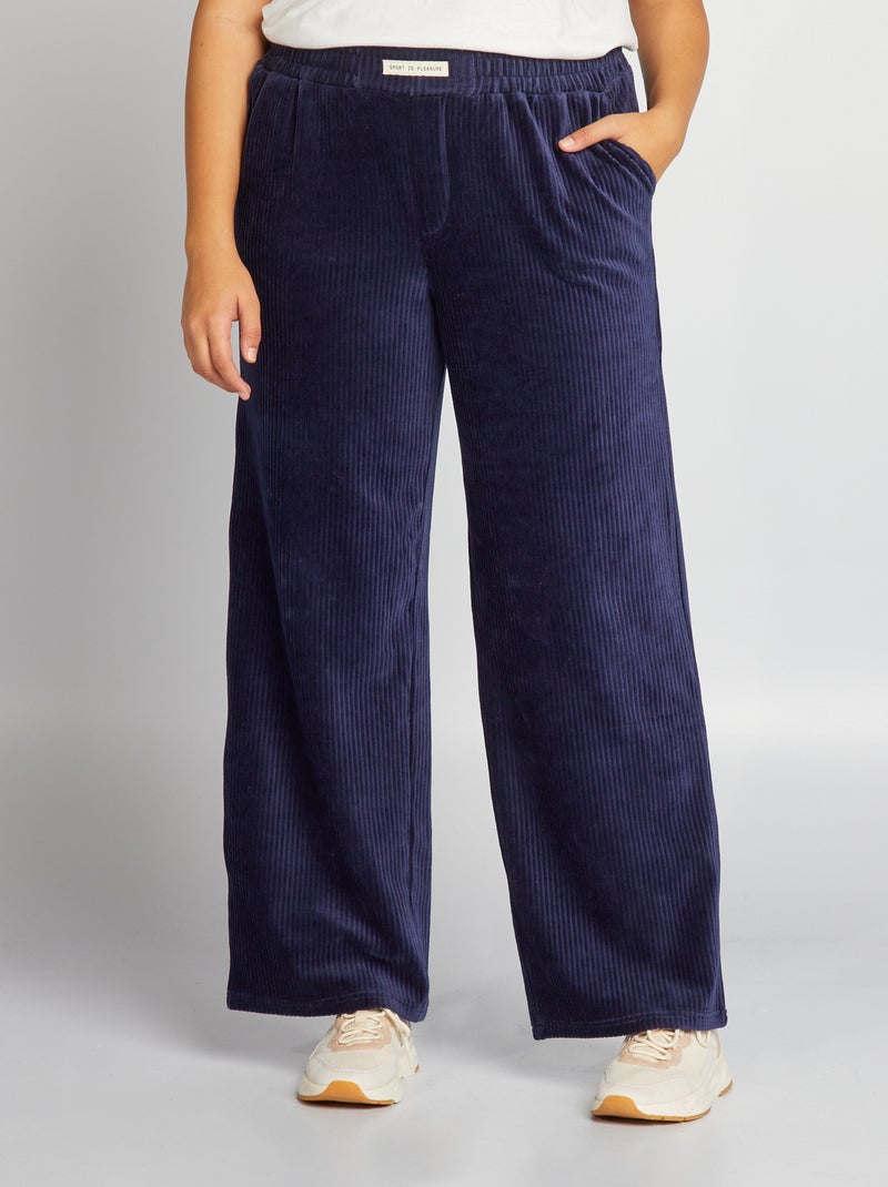 Pantalon jogging en velours Bleu - Kiabi
