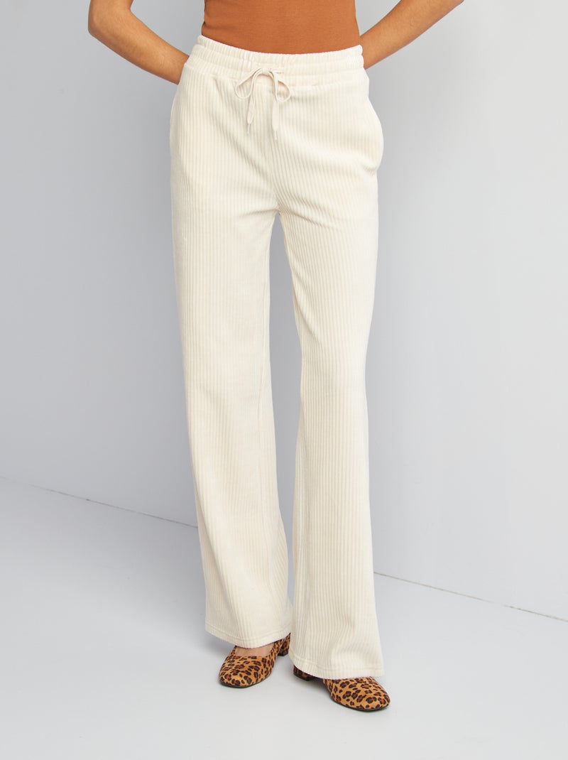 Pantalon jogging en velours côtelé beige - Kiabi