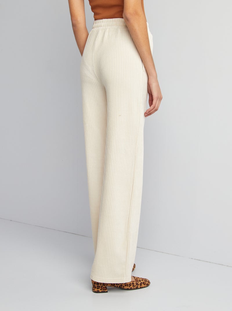 Pantalon jogging en velours côtelé beige - Kiabi