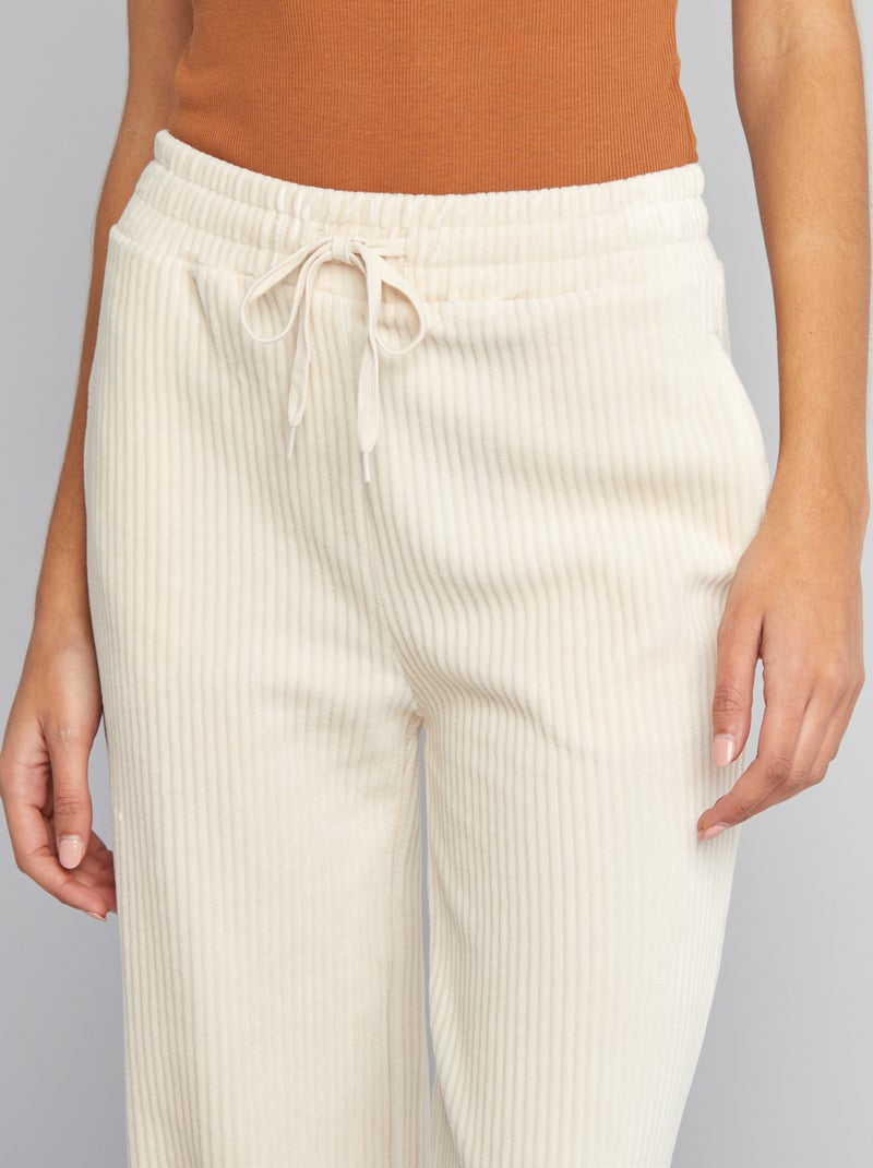 Pantalon jogging en velours côtelé beige - Kiabi
