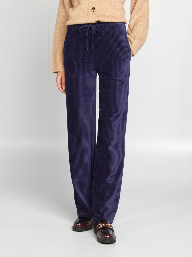 Pantalon Femme En Velours Côtelé Stretch - Haute Taille - Coupe Droite - Confortable Et Tendance