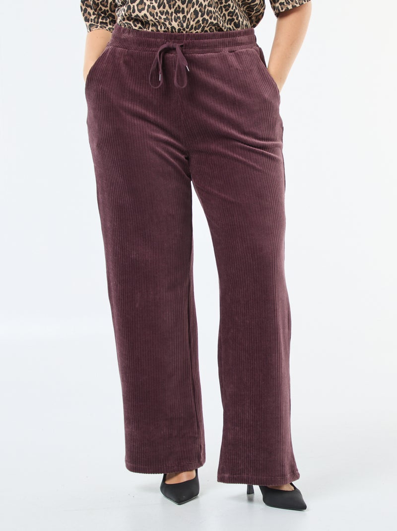 Pantalon jogging en velours côtelé Bordeaux - Kiabi