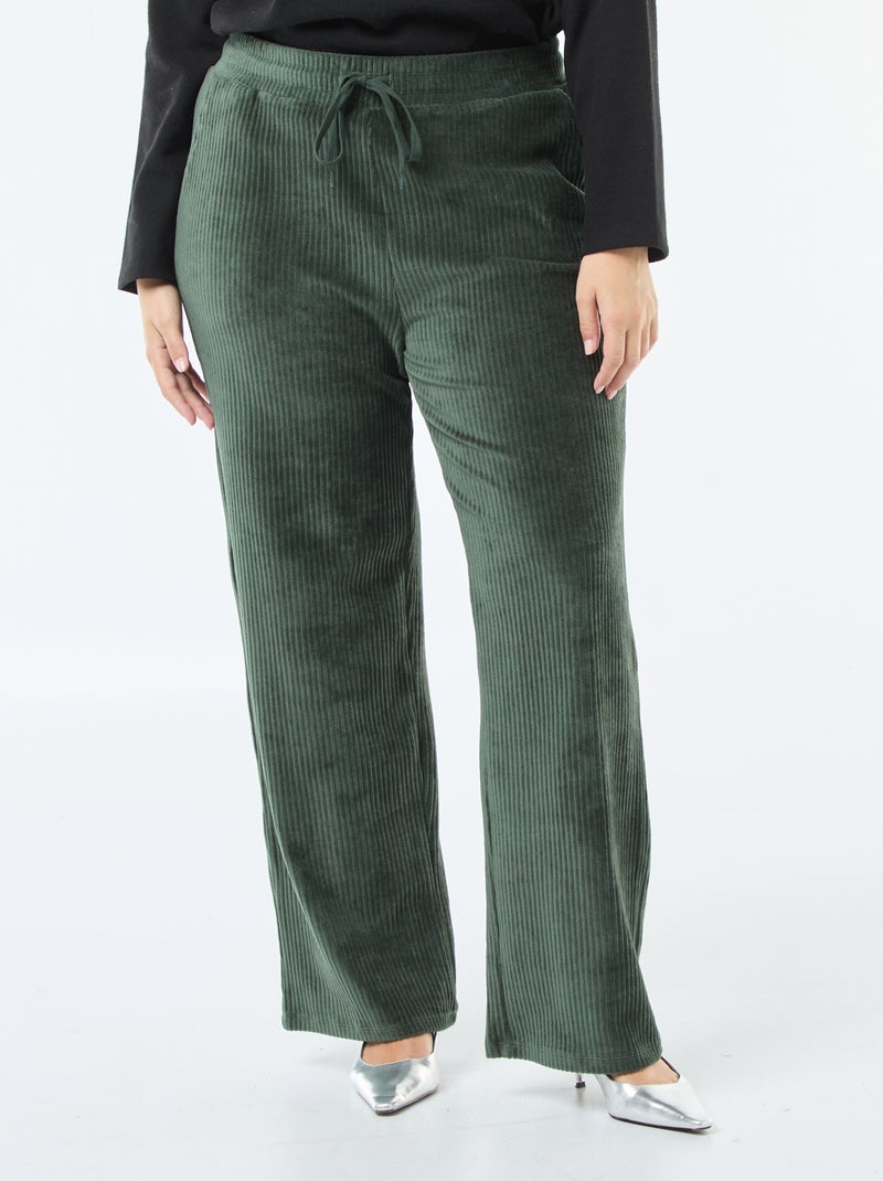 Pantalon jogging en velours côtelé Vert - Kiabi