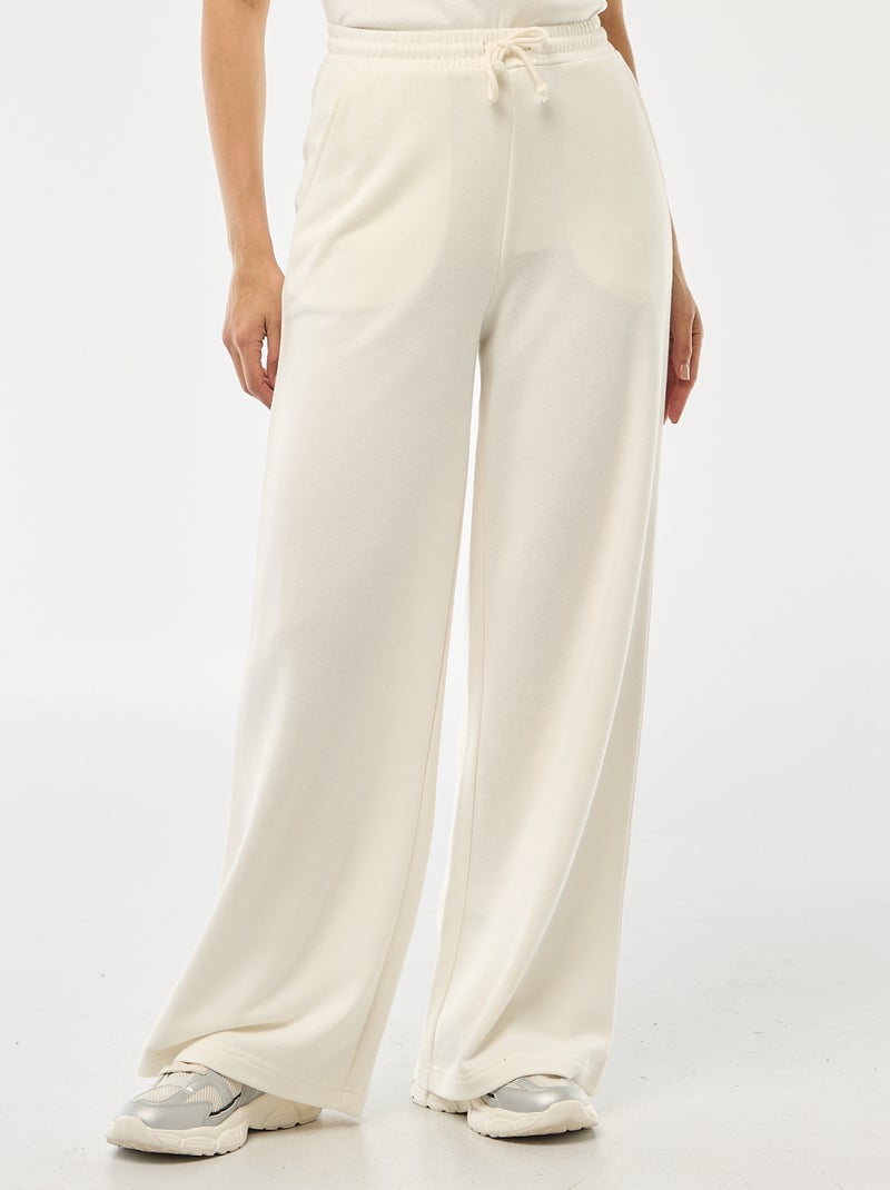 Pantalon jogging femme en maille Blanc - Kiabi