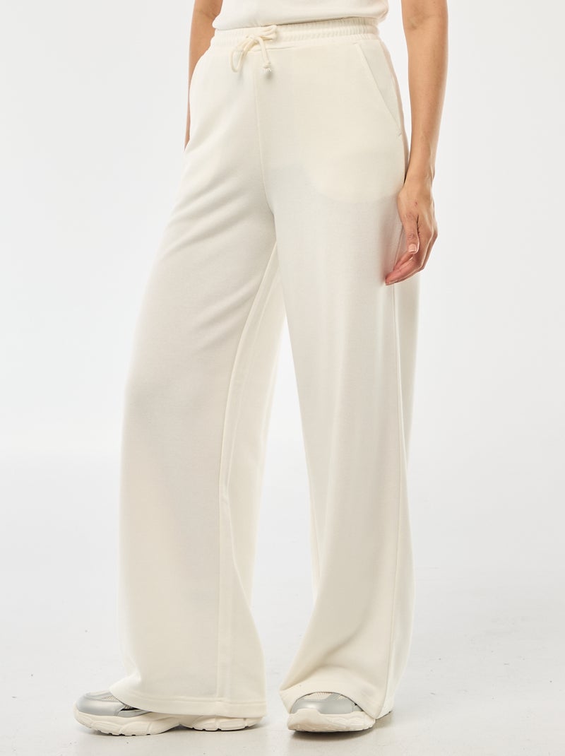 Pantalon jogging femme en maille Blanc - Kiabi