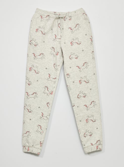Pantalon jogging imprimé en molleton - Kiabi