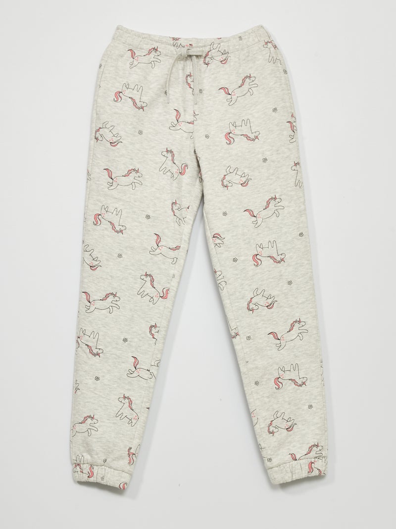 Pantalon jogging imprimé en molleton Gris - Kiabi