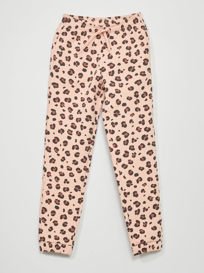 Pantalon jogging imprimé en molleton Rose - Kiabi