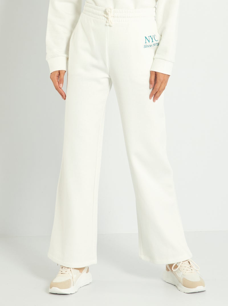 Pantalon jogging large Blanc - Kiabi