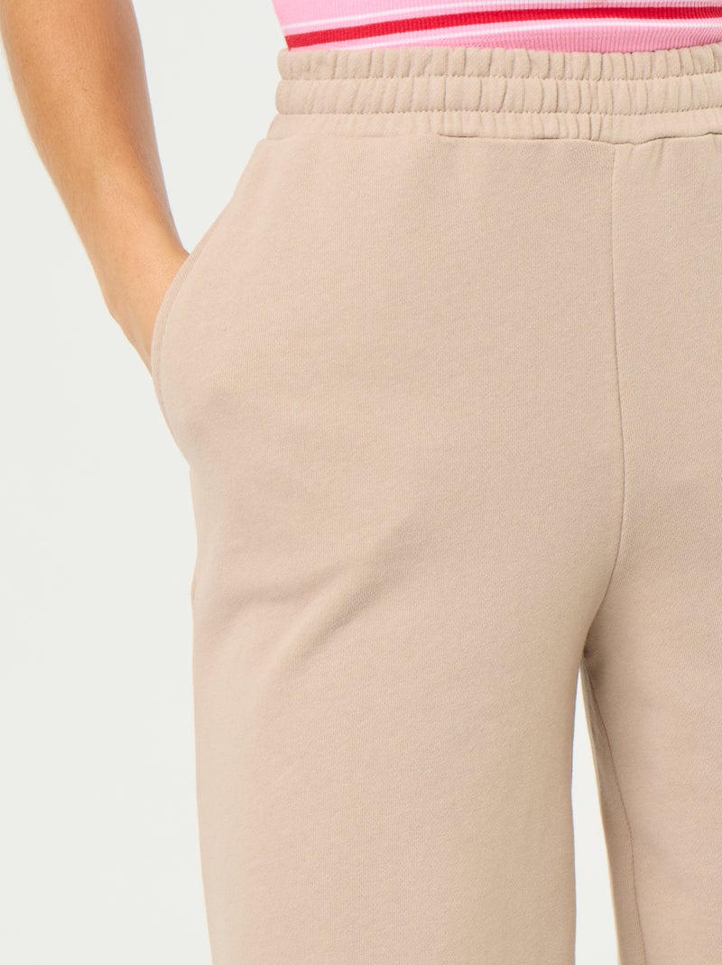 Pantalon jogging large en maille lourde Beige - Kiabi