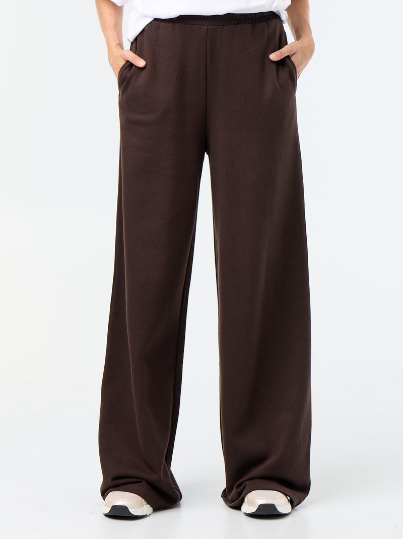 Pantalon jogging large en maille lourde Marron - Kiabi